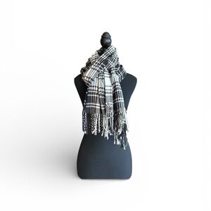 Classic Black and White Plaid Scarf